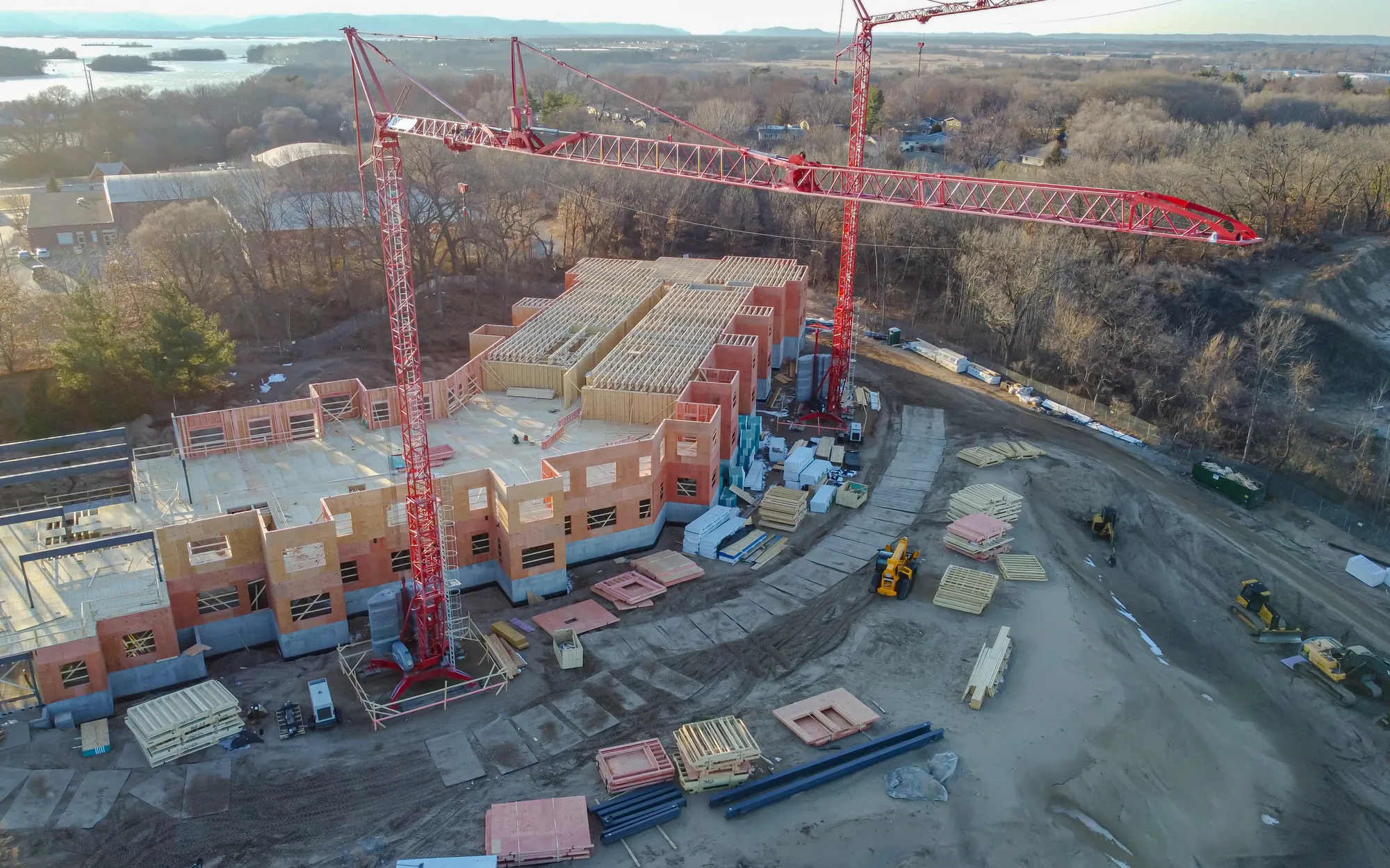 Tower crane over a construction site