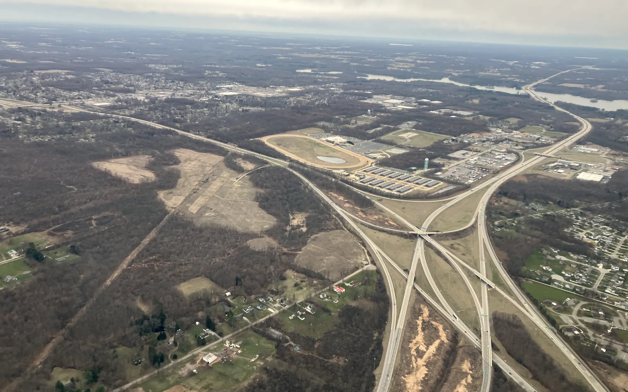 Highway interchange aerial view